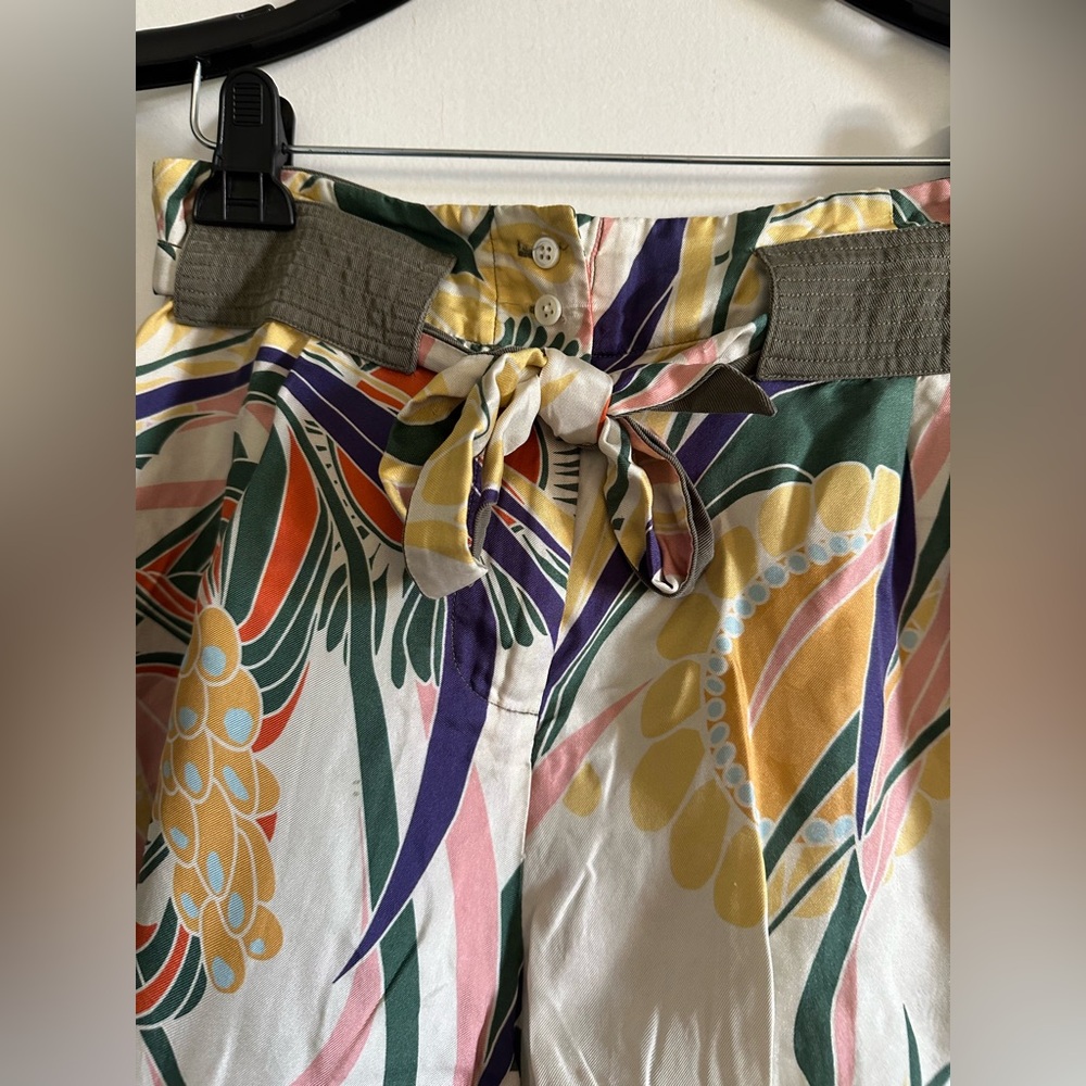 La Prestic Ouiston Designer Silk/Tencel Green Colorful Paperbag Shorts size S - Picture 4 of 8